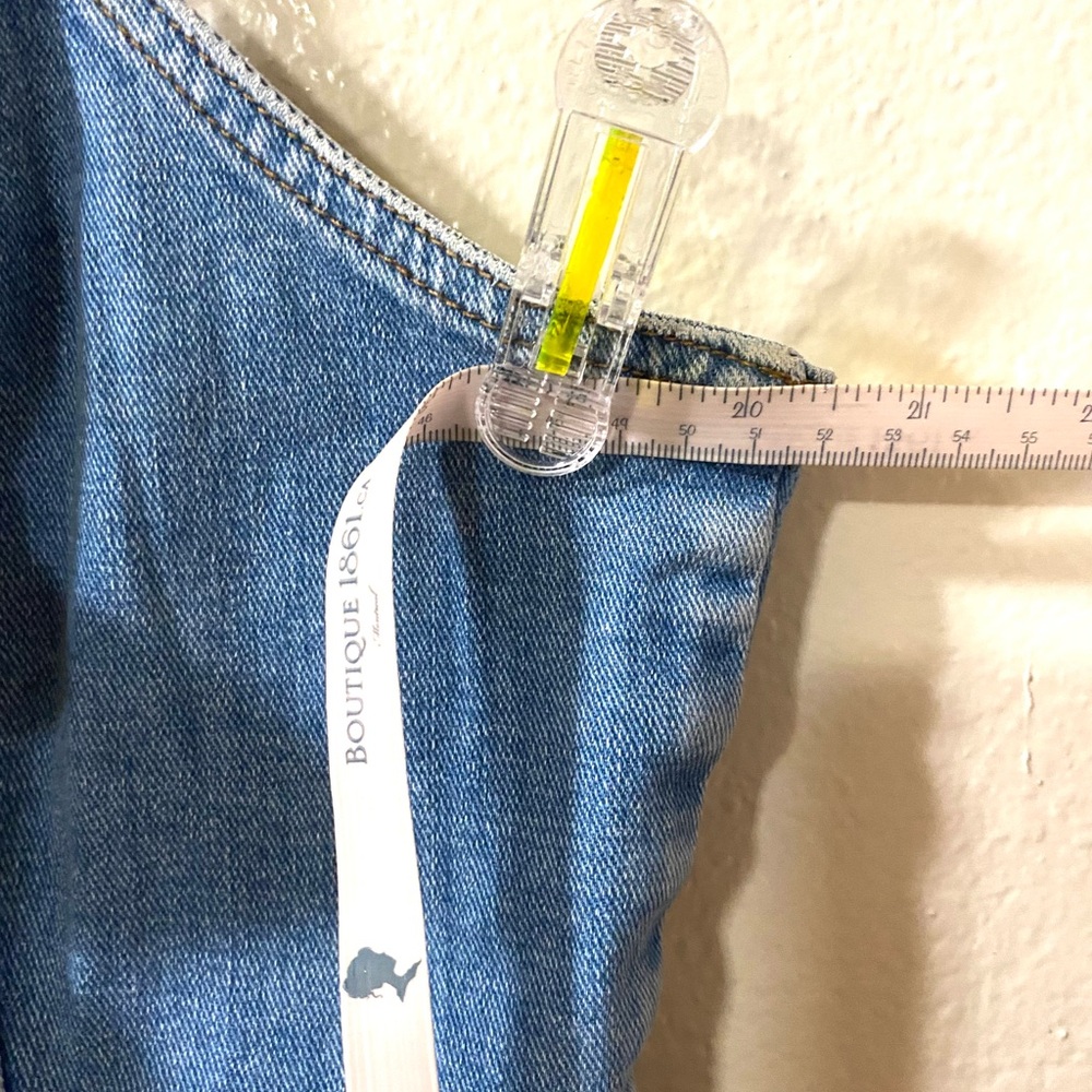 7 For All Mankind Blue Mini Denim Dress with Bow Detail - Picture 12 of 13